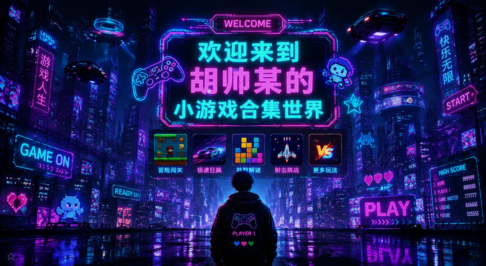 霓虹游戏城市中的小游戏合集世界